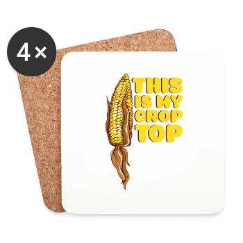 Citations agricoles drôles C’est mon agriculteur Crop Top - Dessous de verre (lot de 4) - blanc - Devant