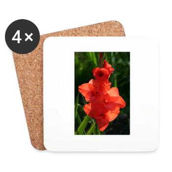 RED GLADIOLES - Coasters (set of 4) - white - Front
