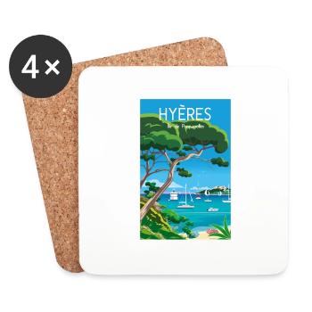 Hyères île de Porquerolles - Dessous de verre (lot de 4) - blanc - Devant