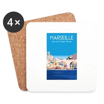 MARSEILLE ANSE DE LA FAUSSE MONNAIE - Dessous de verre (lot de 4) - blanc - Devant