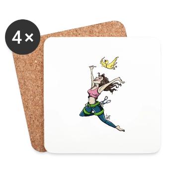 Flying climber with bird - Coasters (set of 4) - white - Front