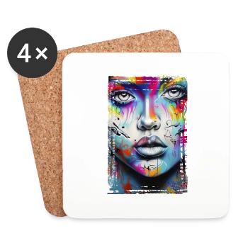 Graffiti Street Art Spray Colors Cool Artist Retro - Coasters (set of 4) - white - Front