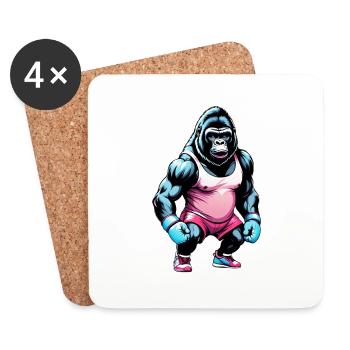 Gorilla Boxer Boxen - Untersetzer (4er-Set) - Weiß - Vorne
