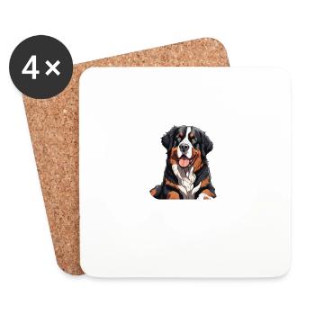 Chien de race bouvier bernois chien doux - Dessous de verre (lot de 4) - blanc - Devant