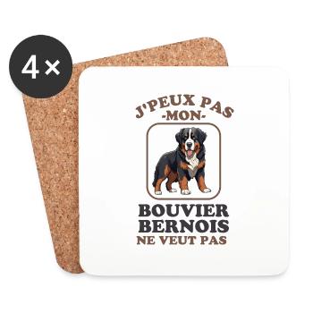 Chien de race bouvier bernois chien mignon - Dessous de verre (lot de 4) - blanc - Devant