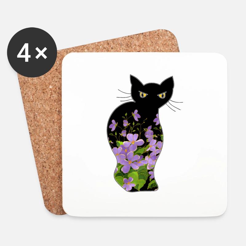 Katze - Untersetzer (4er-Set) - Weiß