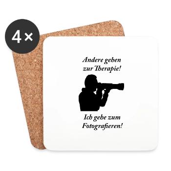 Therapie schwarz - Untersetzer (4er-Set) - Weiß - Vorne
