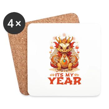 Year Of The Dragon Happy Chinese New Year 2024 - Untersetzer (4er-Set) - Weiß - Vorne