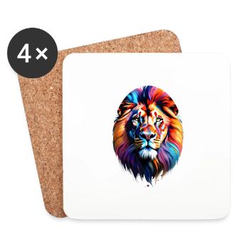 Lion Popart - Dessous de verre (lot de 4) - blanc - Devant