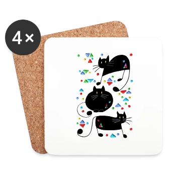 Katzen - Untersetzer (4er-Set) - Weiß - Vorne