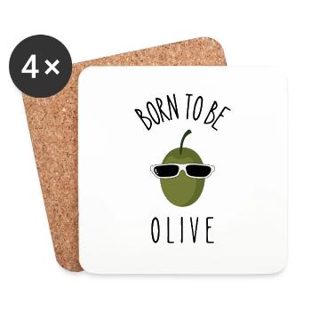 born to be olive - Dessous de verre (lot de 4) - blanc - Devant