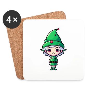 Elf Christmas Illustration - Coasters (set of 4) - white - Front