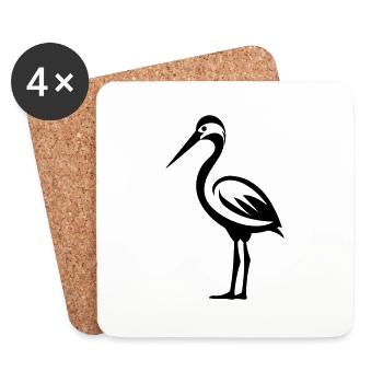 Simple petite cigogne - Dessous de verre (lot de 4) - blanc - Devant