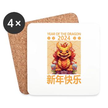 Year Of The Dragon Happy Chinese New Year 2024 - Coasters (set of 4) - white - Front
