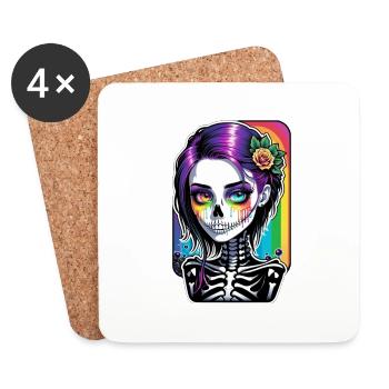 halloween - rock et arc en ciel - Dessous de verre (lot de 4) - blanc - Devant