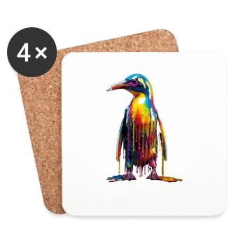 Pingouin arc-en-ciel - Dessous de verre (lot de 4) - blanc - Devant