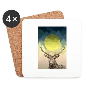Cerf - Dessous de verre (lot de 4) - blanc - Devant
