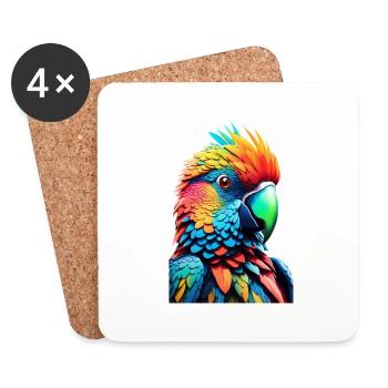 Colorful Bird - Coasters (set of 4) - white - Front