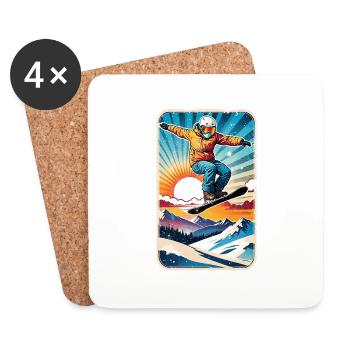 snowboard neige et ski - Dessous de verre (lot de 4) - blanc - Devant