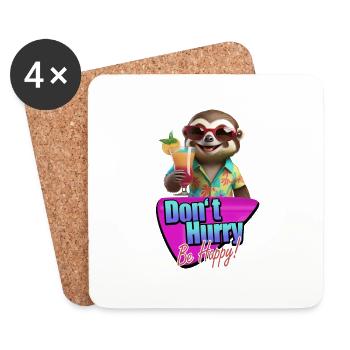 Ne vous dépêchez pas d’être heureux mignon petit paresseux hawaïen - Dessous de verre (lot de 4) - blanc - Devant