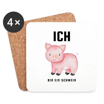Ich bin ein Schwein - Untersetzer (4er-Set) - Weiß - Vorne