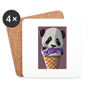 Ice cream Panda - Dessous de verre (lot de 4) - blanc - Devant