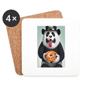 Panda donut - Dessous de verre (lot de 4) - blanc - Devant