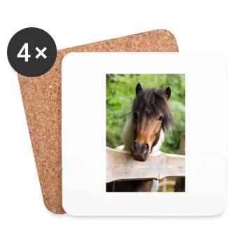 lustiges Pony Pepper Schecke vom Regenbogenhof - Untersetzer (4er-Set) - Weiß - Vorne