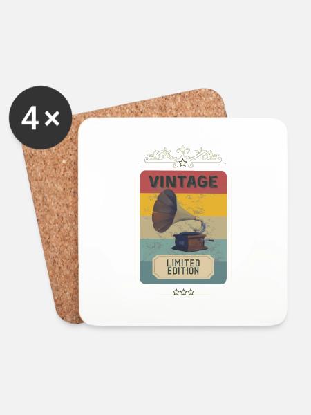 Vintage gramophone - limited edition - Coasters (set of 4) - white