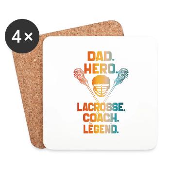 Dad Hero Lacrosse Coach Legend Lacrosse Dad 2024 - Coasters (set of 4) - white - Front