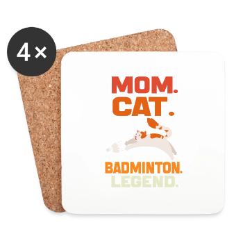Mom Cat Badminton Legend Badminton Mom Cat Gift - Coasters (set of 4) - white - Front