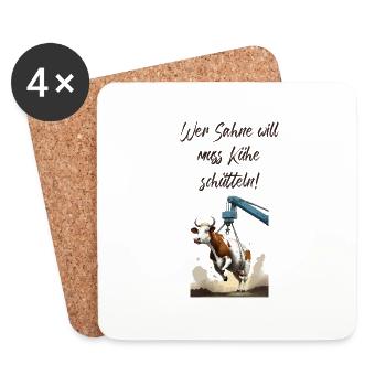 Pun ambiguous Wer Sahne will muss Kühe schütteln - Coasters (set of 4) - white - Front