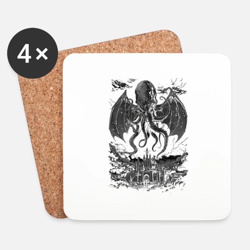Cthulhu-Albtraum - Untersetzer (4er-Set) - Weiß