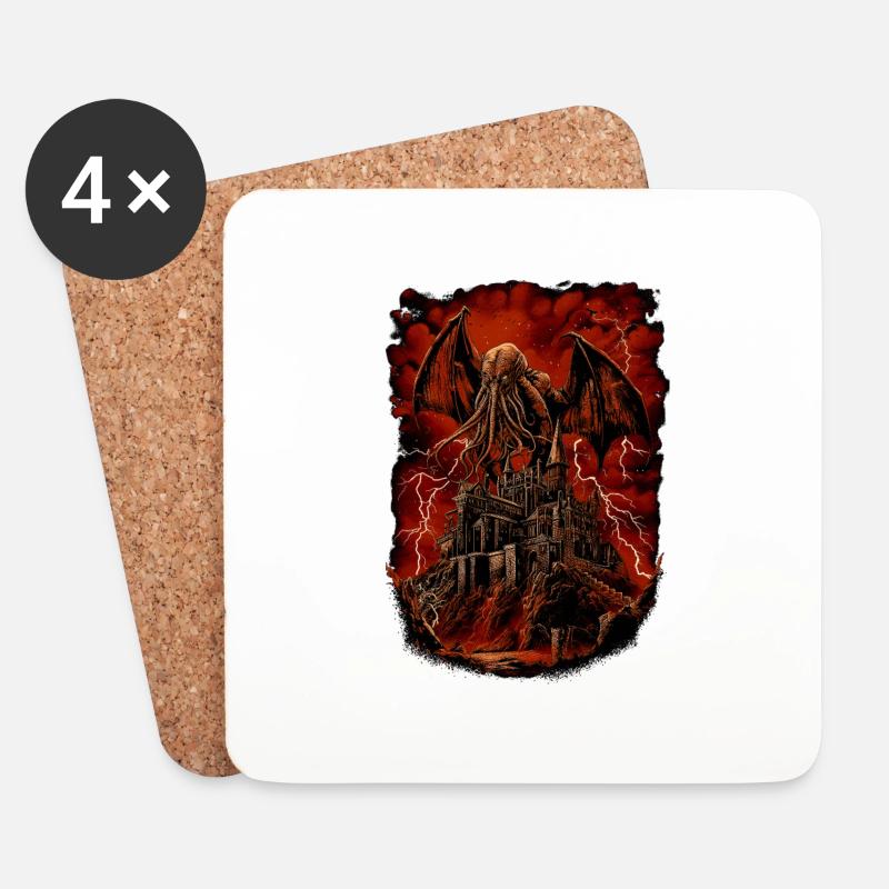 Aufstieg des Cthulhu - Untersetzer (4er-Set) - Weiß