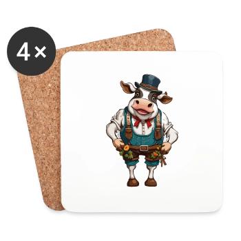 Lederhosen / Animal / Traditional costume / Tradition / Cow - Coasters (set of 4) - white - Front