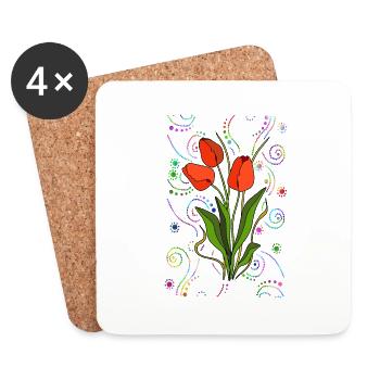 Blumen - Untersetzer (4er-Set) - Weiß - Vorne