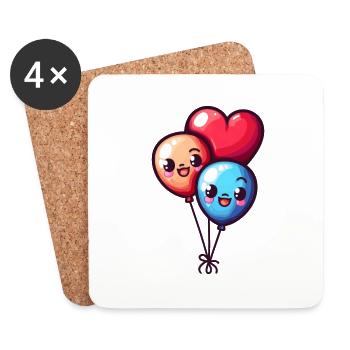 Ballon Herzen auch für Kinder und Geburtstage - Untersetzer (4er-Set) - Weiß - Vorne
