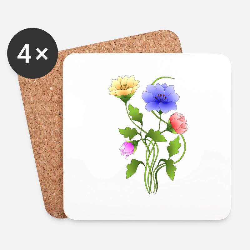 Blumen - Untersetzer (4er-Set) - Weiß