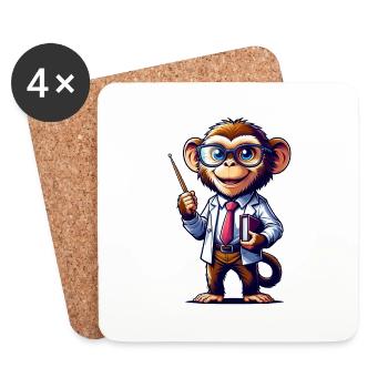 Professeur de singe mignon - Dessous de verre (lot de 4) - blanc - Devant