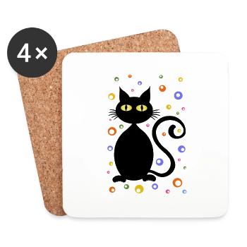 Katze - Untersetzer (4er-Set) - Weiß - Vorne