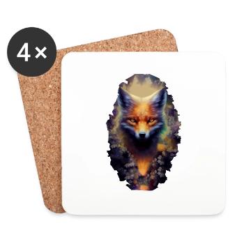 Fuchs Wald Tiere Blumen Tierliebhaber Mädchen Mode - Untersetzer (4er-Set) - Weiß - Vorne