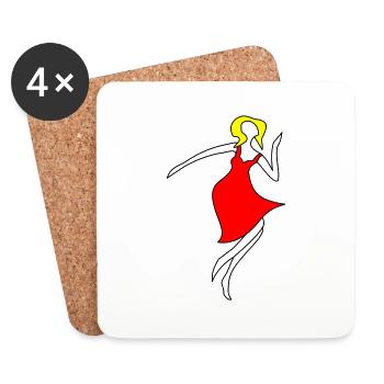 Tänzerin / Ballerina - mit anpassbaren Motivfarben - Untersetzer (4er-Set) - Weiß - Vorne