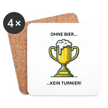Ohne Bier - kein Turnier - Untersetzer (4er-Set) - Weiß - Vorne