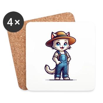 Éleveur de chats mignons - Dessous de verre (lot de 4) - blanc - Devant