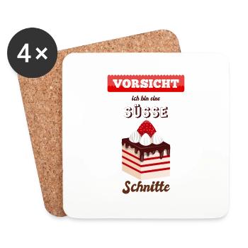 Schnitte Torte Bäckerin Erdbeere Retro Damen Frau - Untersetzer (4er-Set) - Weiß - Vorne