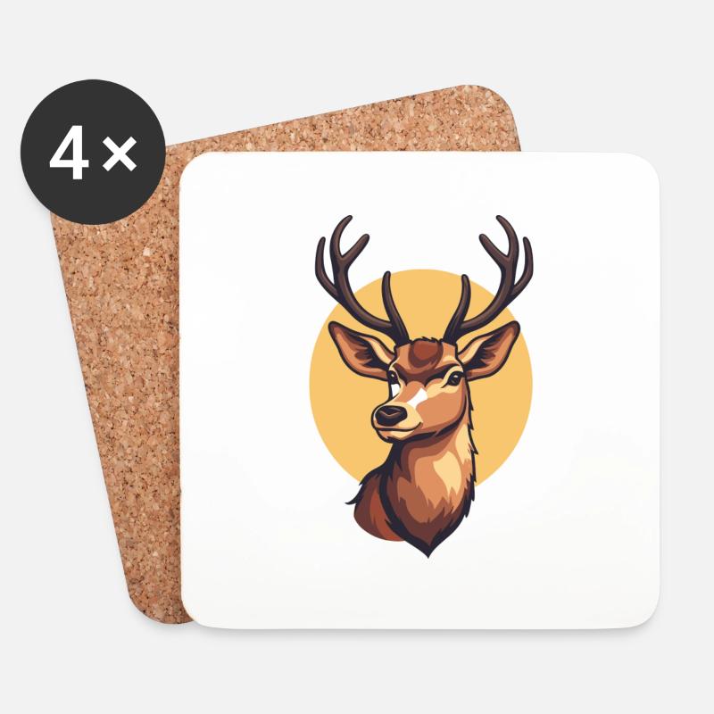 Niedliches realistisches Hirsch-Illustrationsdesign - Untersetzer (4er-Set) - Weiß