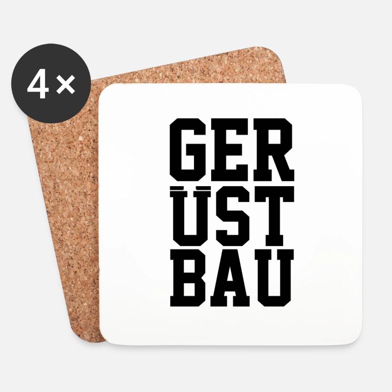 GERÜSTBAU Schriftzug - Untersetzer (4er-Set) - Weiß