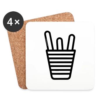 cornet de frites - Dessous de verre (lot de 4) - blanc - Devant
