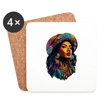 Afro Woman - Beauty - Coasters (set of 4) - white - Front
