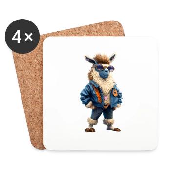Hipster Lama - Untersetzer (4er-Set) - Weiß - Vorne